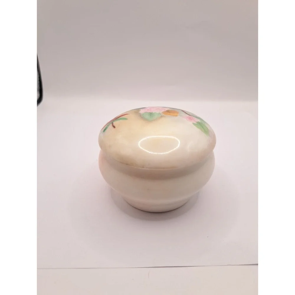 Antique La Seynie Limoges P&P France Pink Dogwood Handpainted Vanity Powder Dish